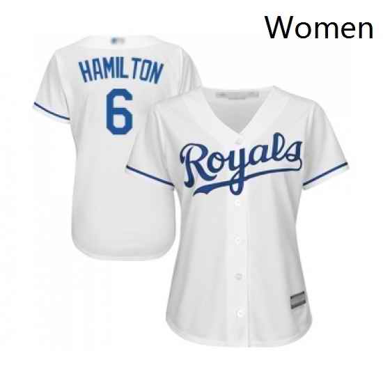 Womens Kansas City Royals 6 Billy Hamilton Replica White Home Cool Base Baseball Jersey